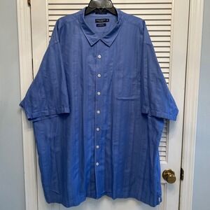 Daniel Cremieux 4XLT Tall Blue Tailored Fit Short Sleeve Button‎ Up Shirt
